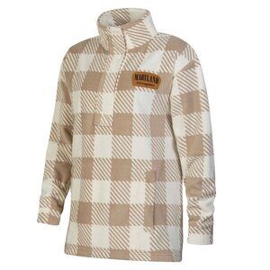 NWT NCAA Maryland Terrapins Women's Buffalo Checkered 1/4 Zip Sweatshirt - L